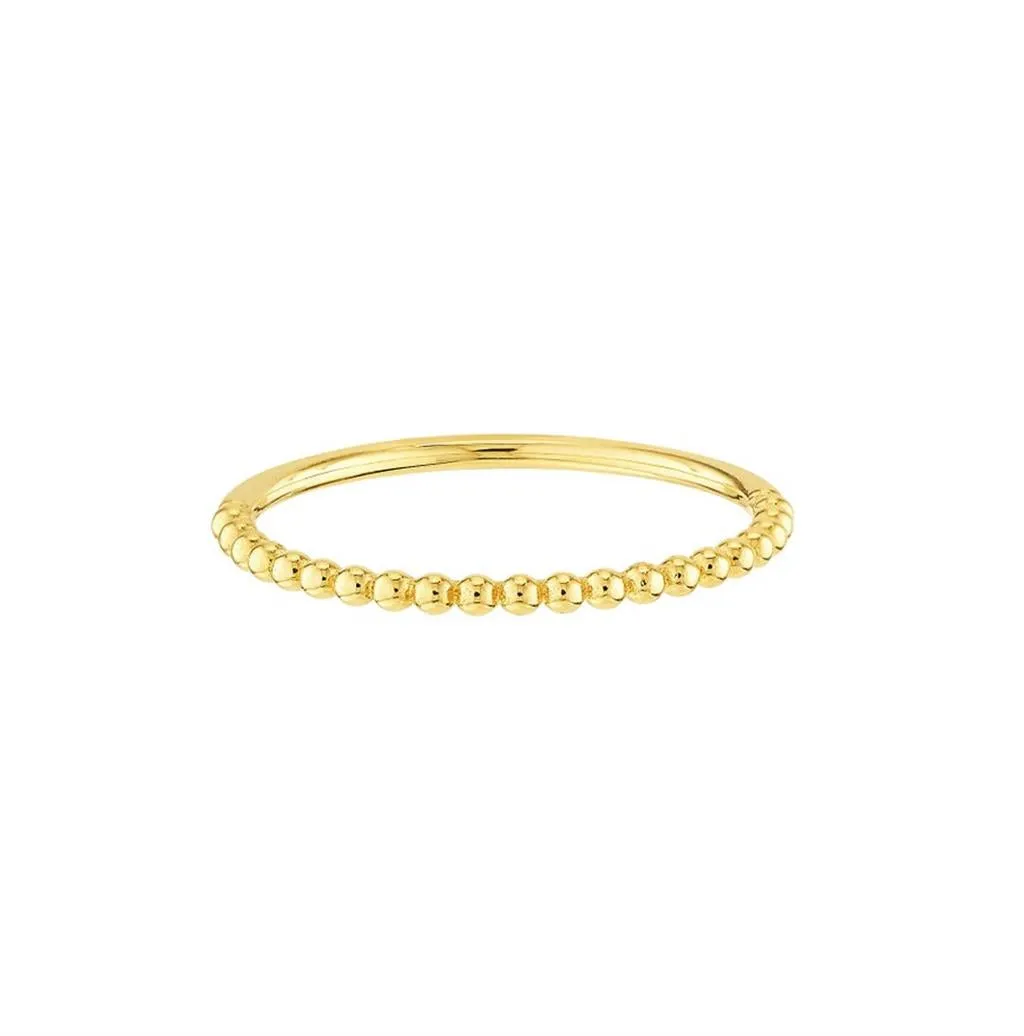 14K Yellow Gold Beaded Single Row Ring.