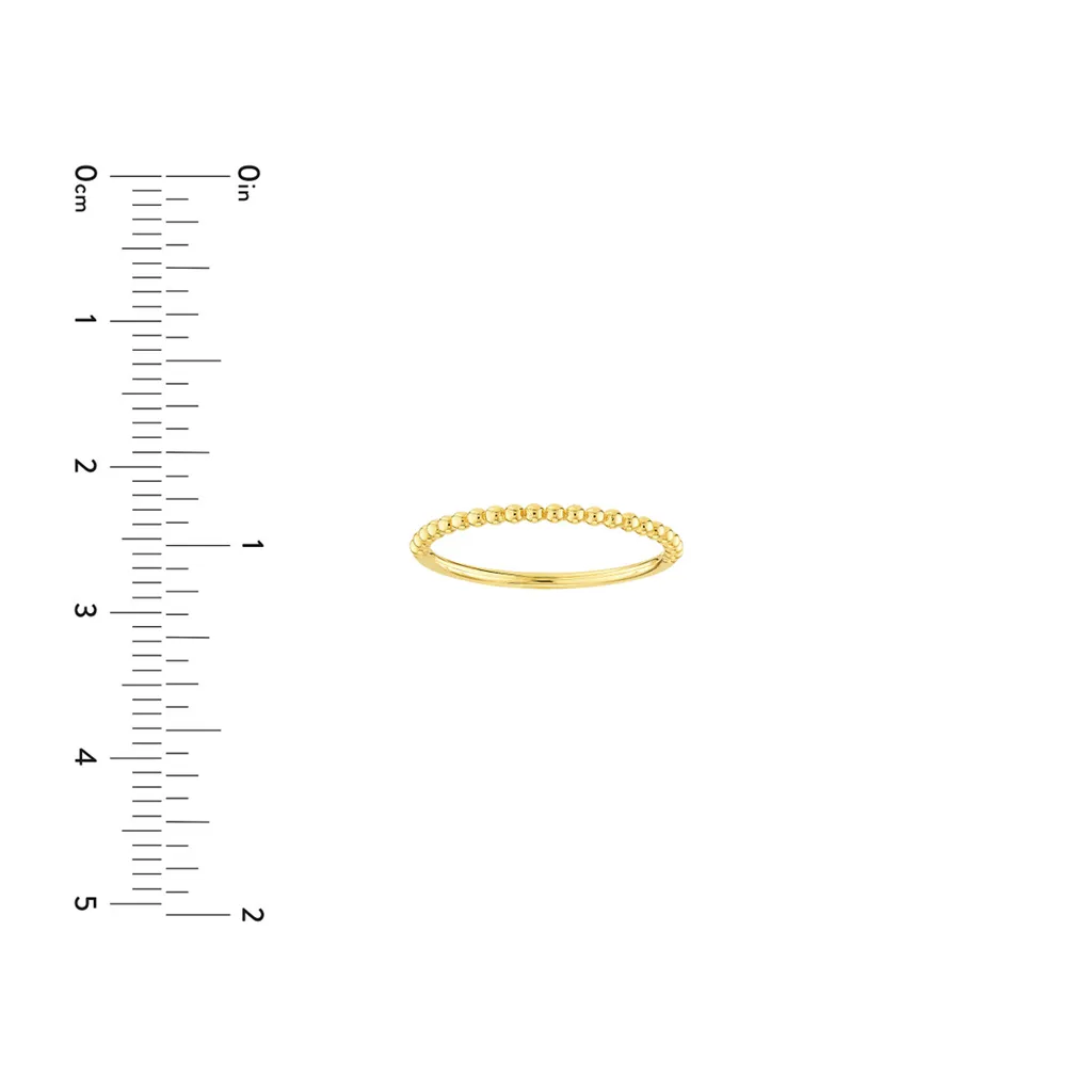 14K Yellow Gold Beaded Single Row Ring.