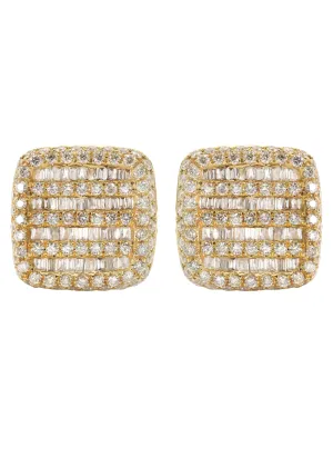 14K Yellow Gold Diamond Baguette Earrings For Men | 1.32 Carats | 3.24 Grams