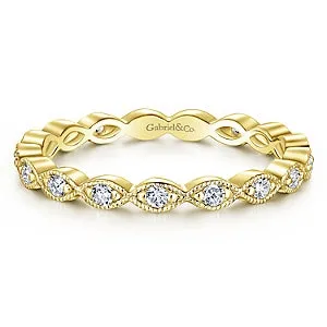 14K Yellow Gold Diamond Stackable Small Eternity Band