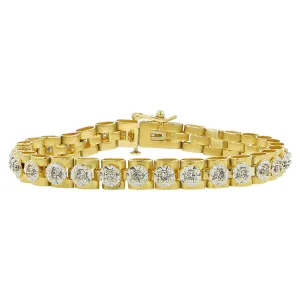 14K Yellow Gold Diamond Tennis Bracelet