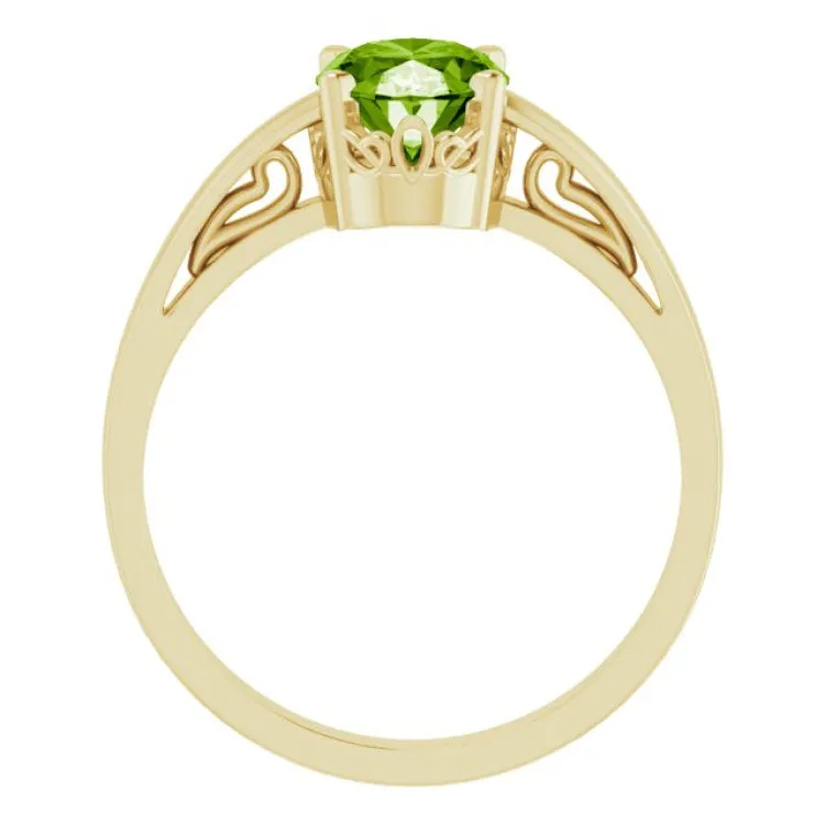 14K Yellow Natural Peridot Ring