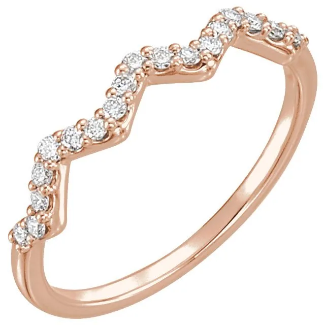 14KT Gold 1/5 CTW Diamond Wavy Stackable Ring