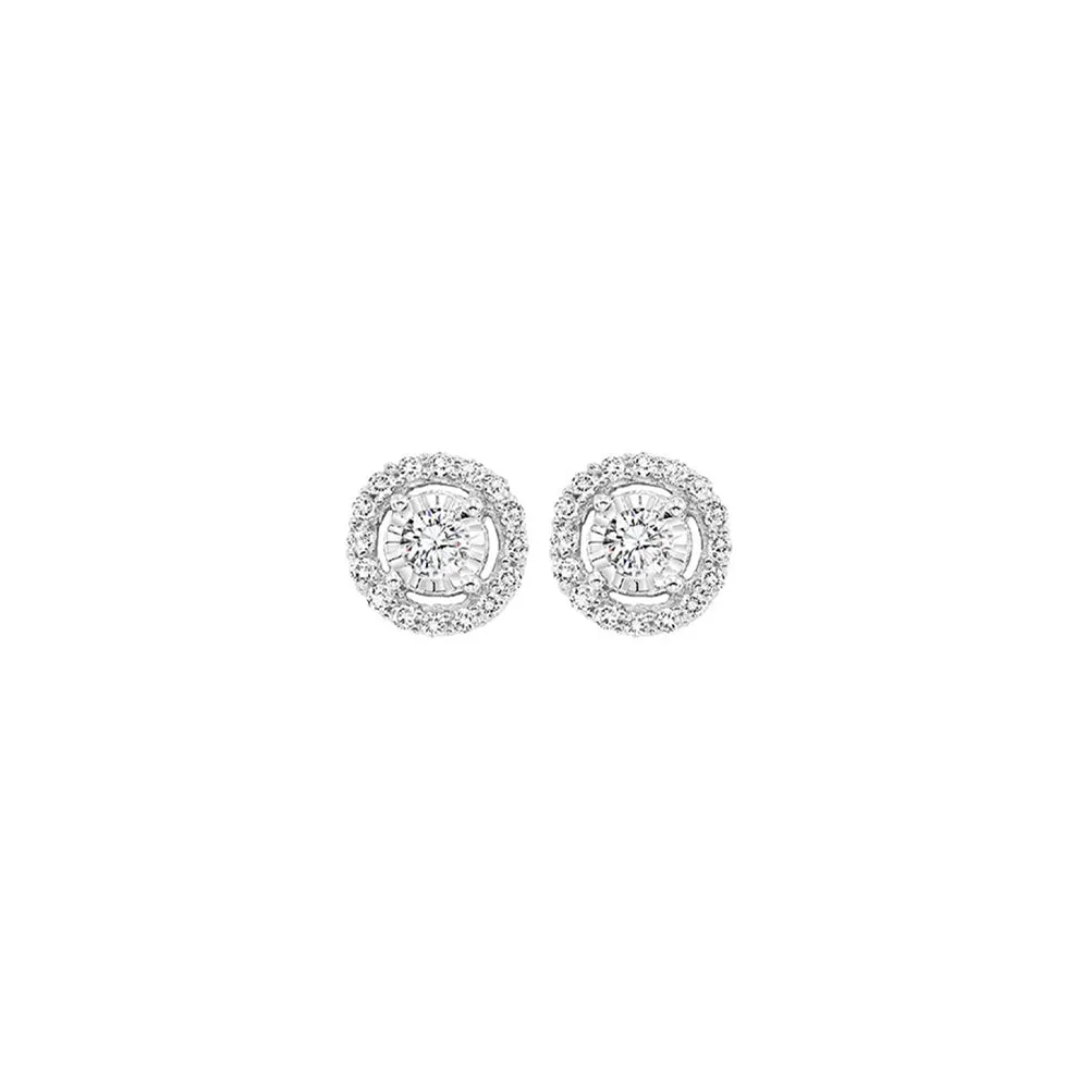 14KT White Gold & Diamond Classic Book Tru Reflection Fashion Earrings  - 1/2 ctw