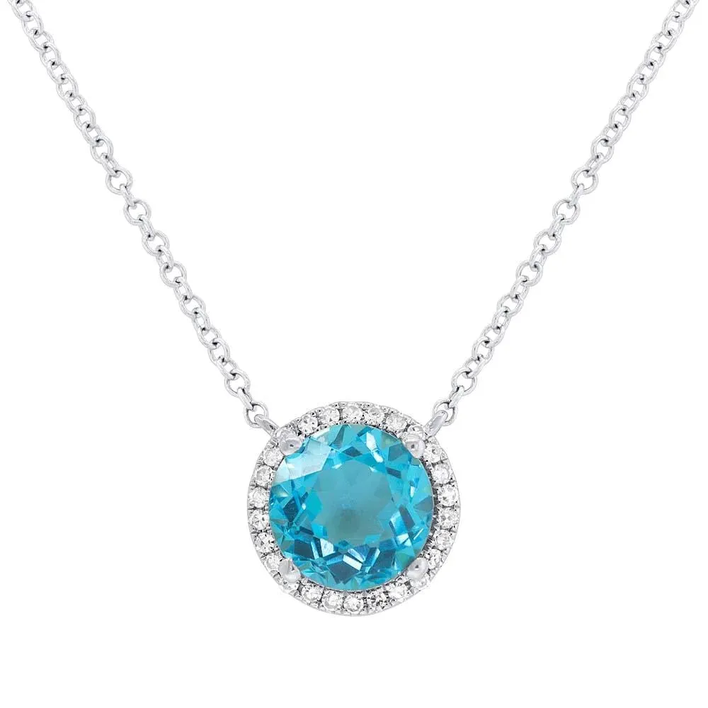 14KW 1.80CT BLUE TOPAZ NECKLACE