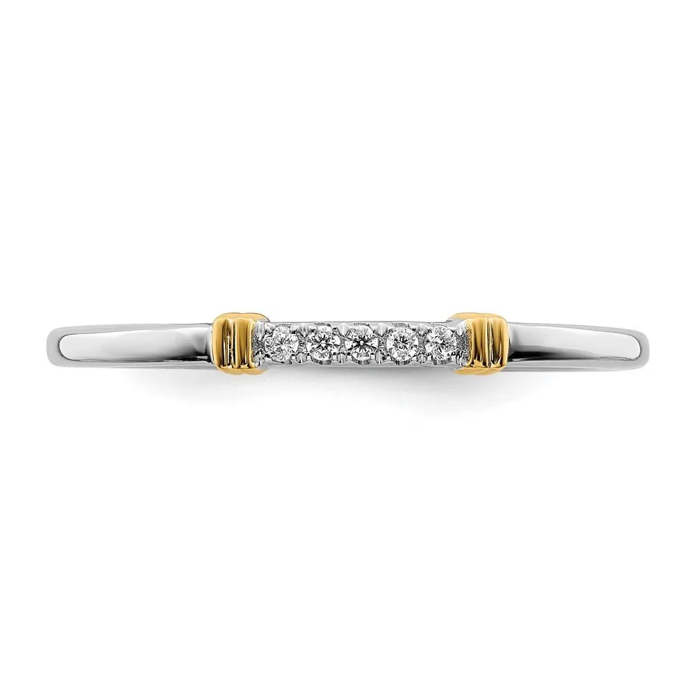 1.5mm 14k White & Yellow Gold .04 Ctw Diamond Stackable Band