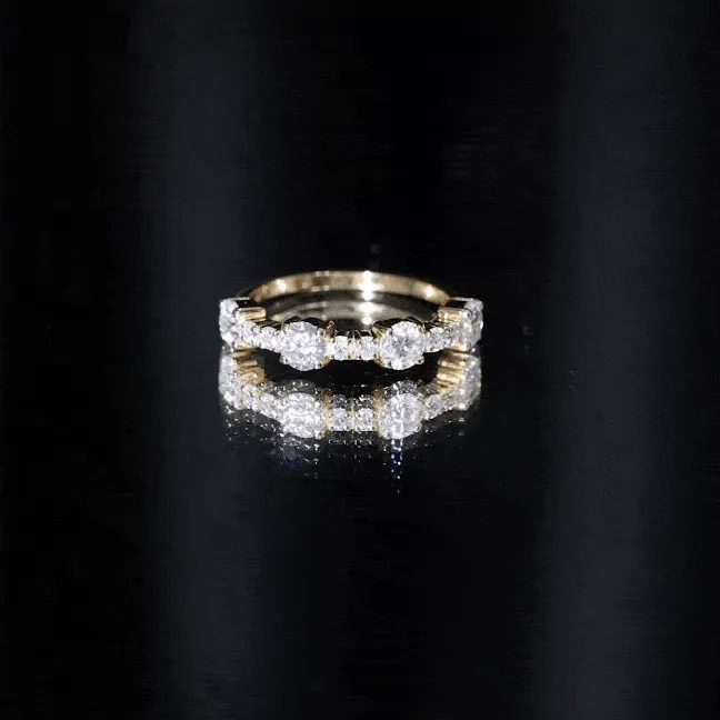 1.75 Carat Round Moissanite Half Eternity Wedding Band in Gold