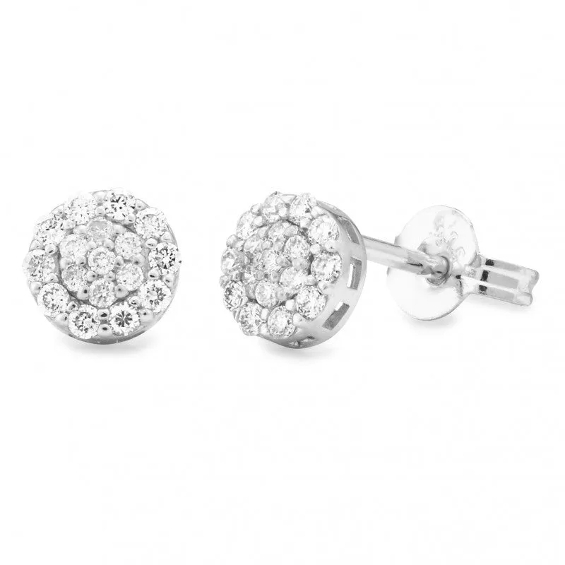 18ct Diamond Cluster Set Earrings