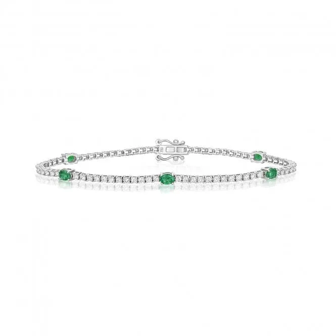 18ct White Gold Diamond And Emerald Bracelet BDQ202WE