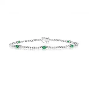 18ct White Gold Diamond And Emerald Bracelet BDQ202WE