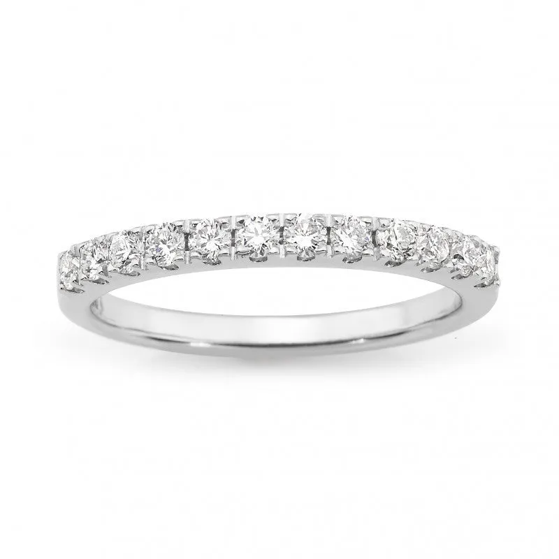 18CT White Gold Diamond Claw Set Straight Wedding Ring