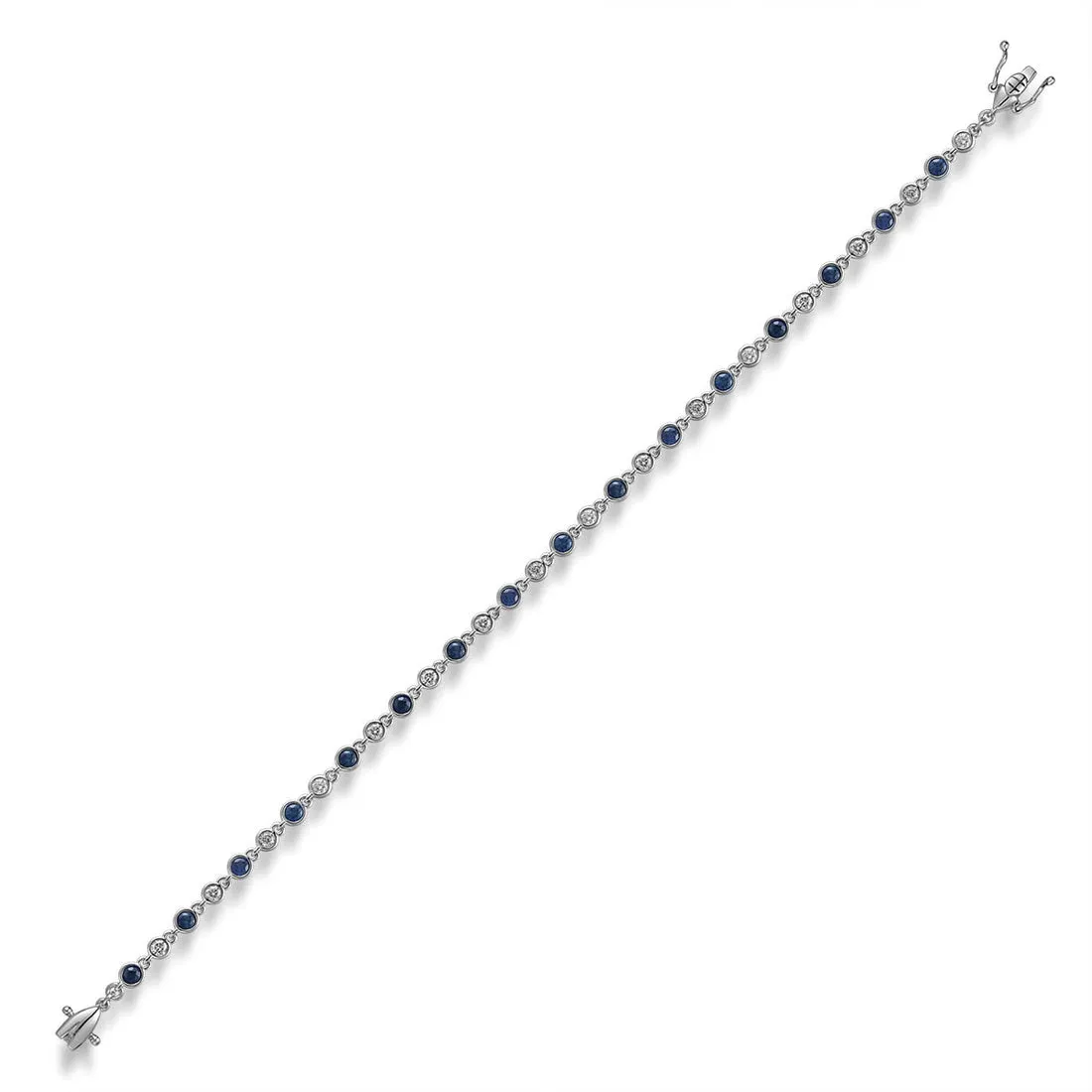 18ct white gold sapphire and diamond bezel set bracelet