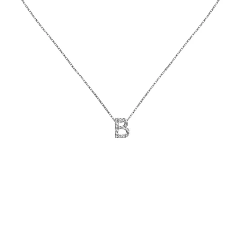 18k Gold Initial Letter "B" Diamond Pendant