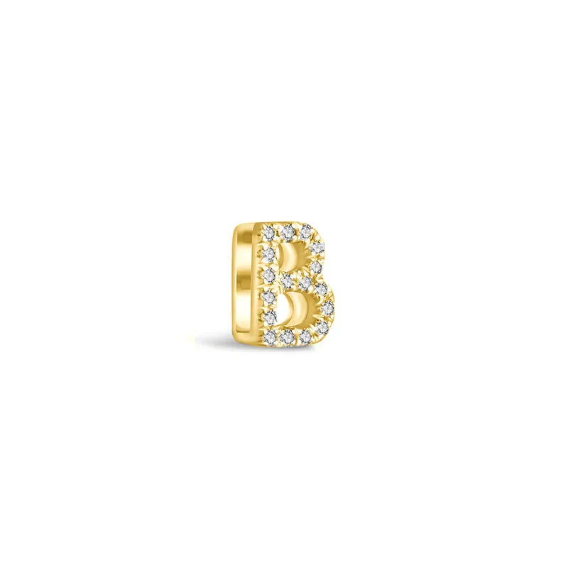 18k Gold Initial Letter "B" Diamond Pendant