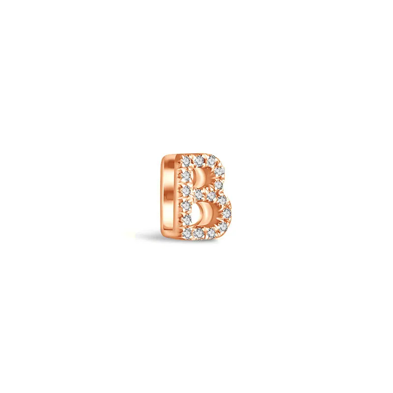 18k Gold Initial Letter "B" Diamond Pendant