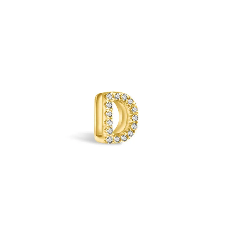 18k Gold Initial Letter "D" Diamond Pandent   Necklace