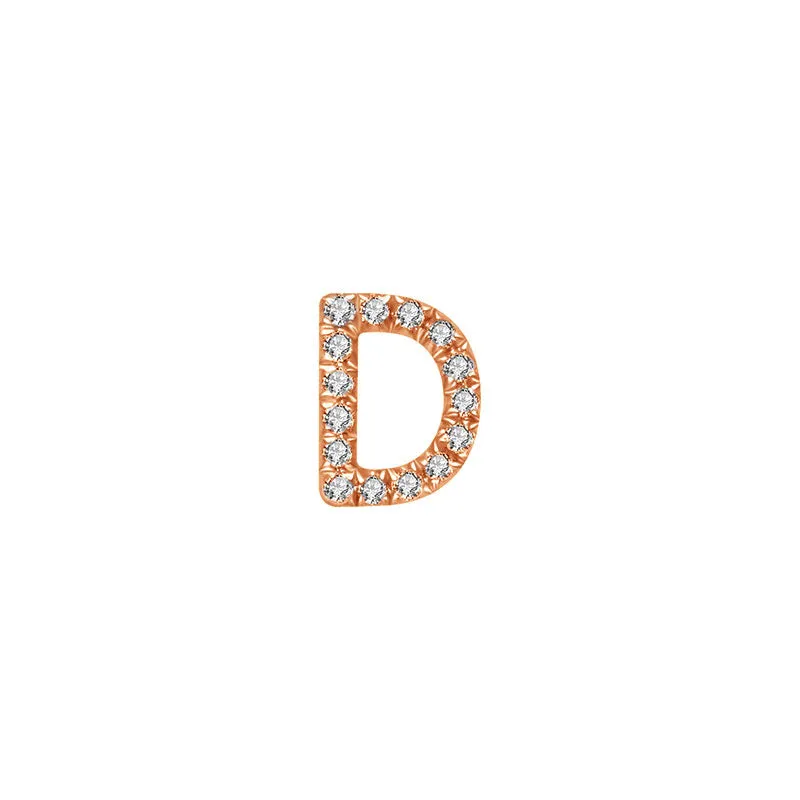 18k Gold Initial Letter "D" Diamond Pandent   Necklace