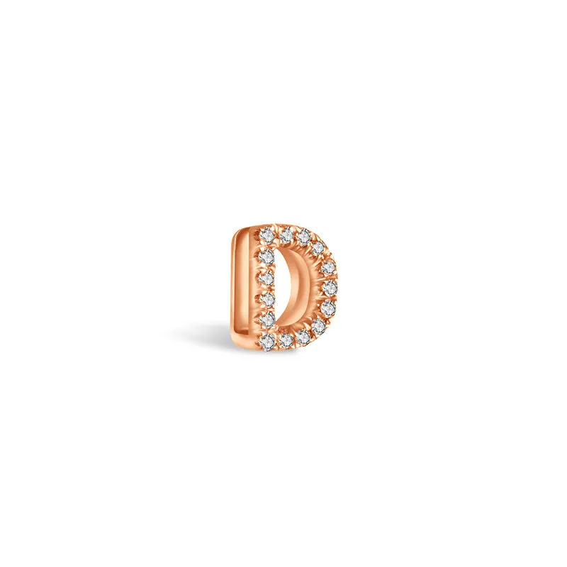 18k Gold Initial Letter "D" Diamond Pandent   Necklace