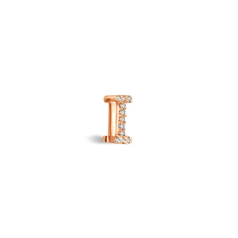 18k Gold Initial Letter "I" Diamond Pendant