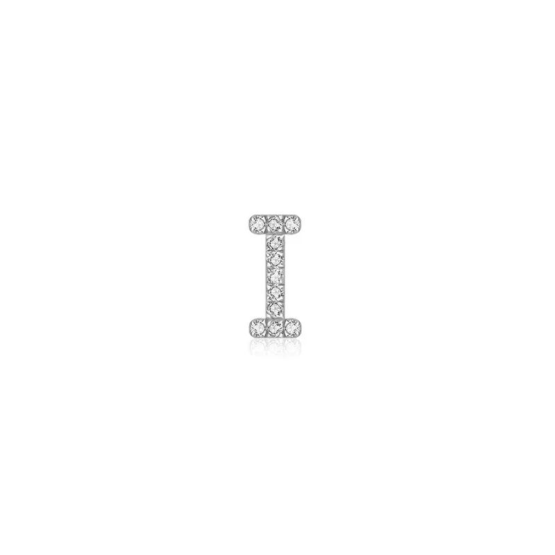 18k Gold Initial Letter "I" Diamond Pendant