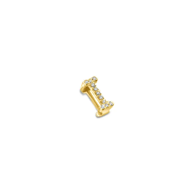 18k Gold Initial Letter "I" Diamond Pendant