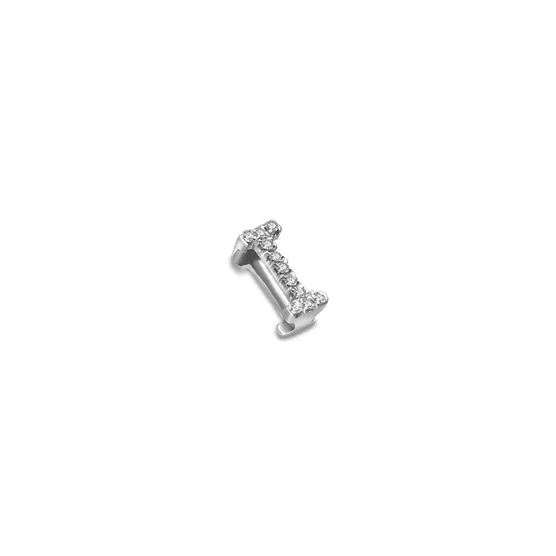 18k Gold Initial Letter "I" Diamond Pendant