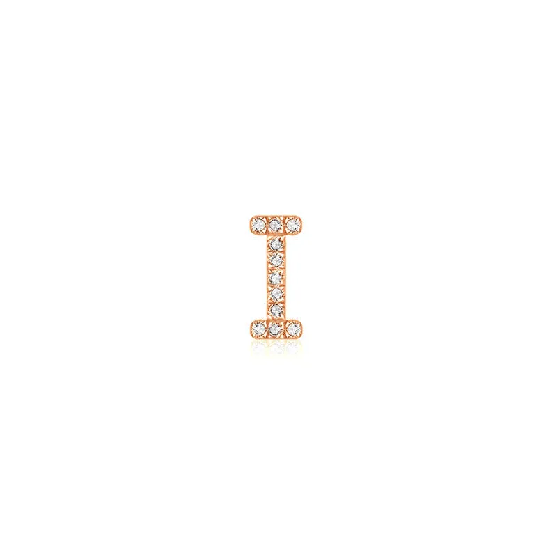 18k Gold Initial Letter "I" Diamond Pendant