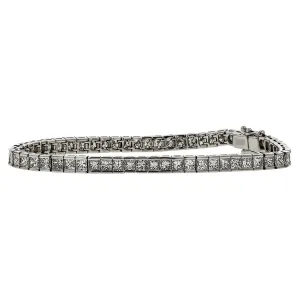 18K Gold Princess-Cut Diamond Tennis Bracelet