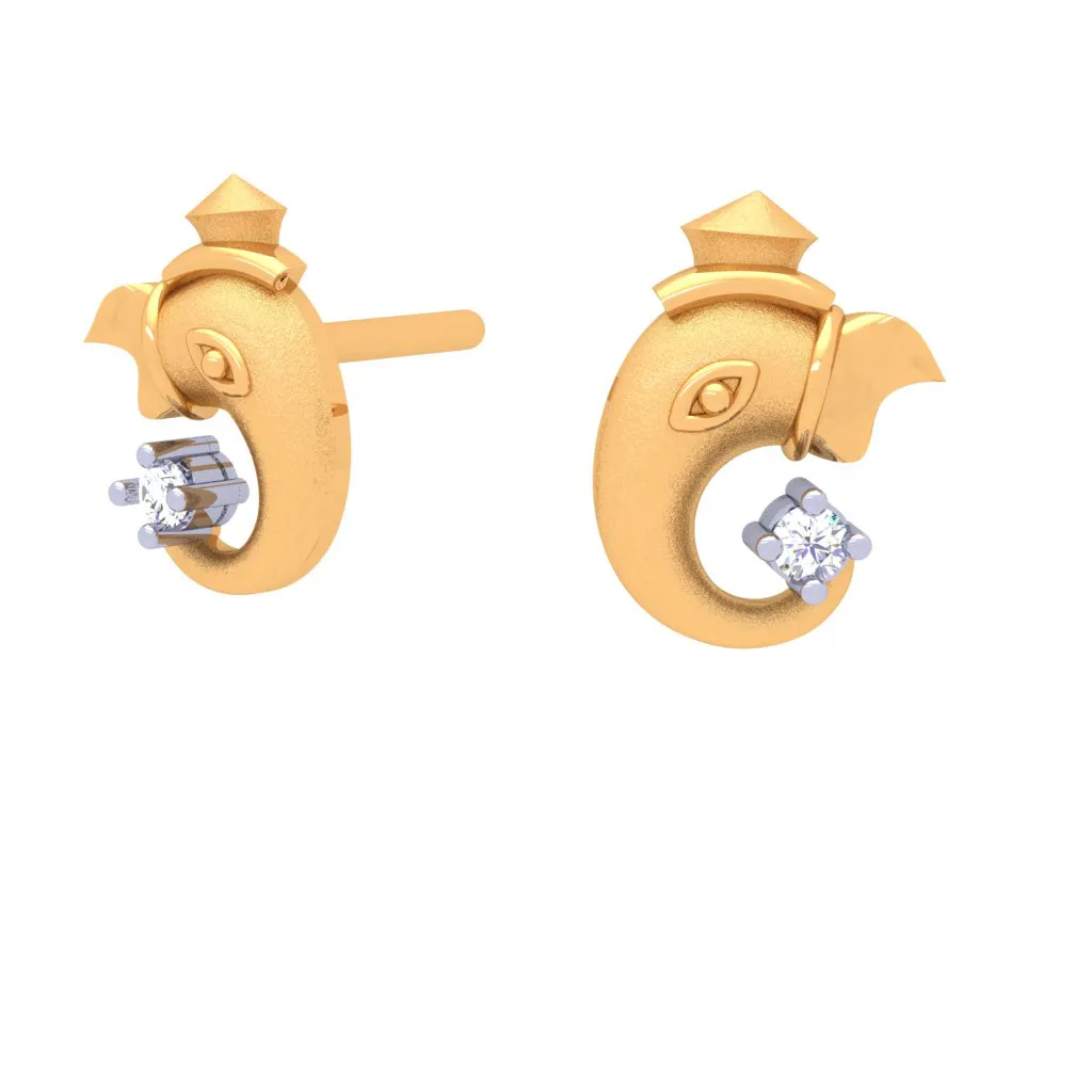 18k Lord Ganesha Diamond Earrings From Diamond Collection