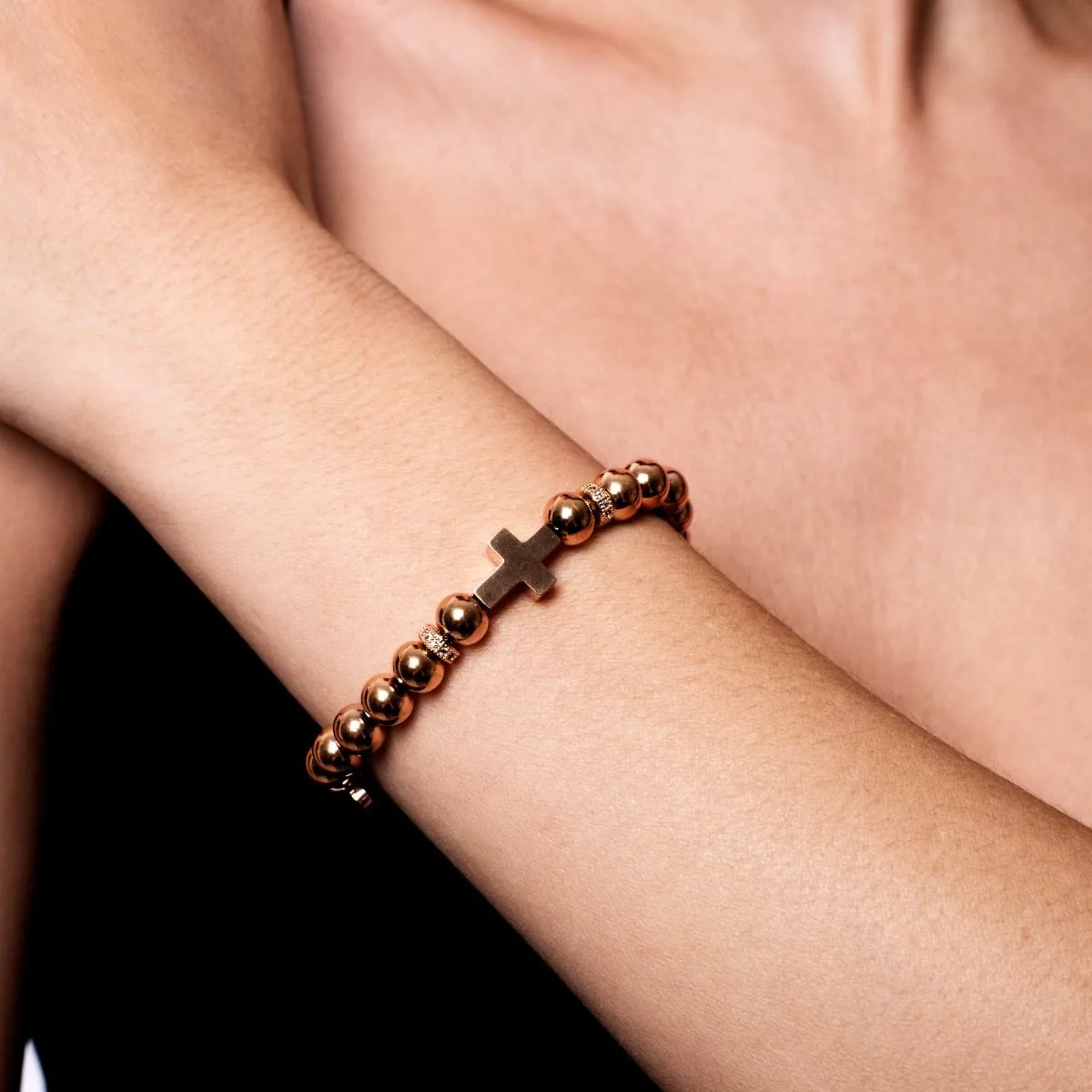 18k Rose Gold | Gilded Cross Bracelet