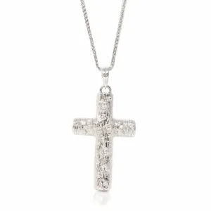 18K White Gold Cross Pendant Necklace With Diamond