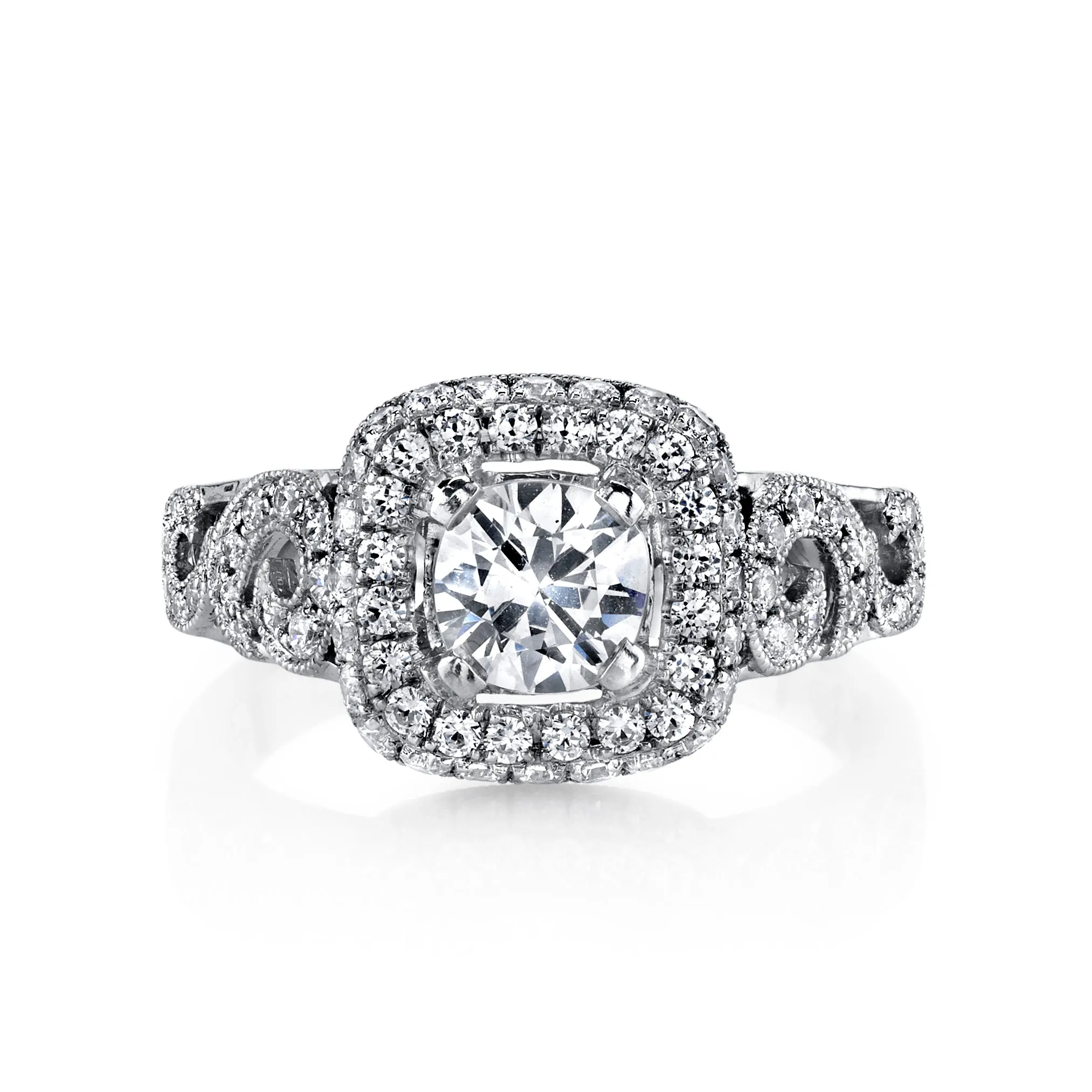 18K White Gold Halo Diamond Engagement Ring