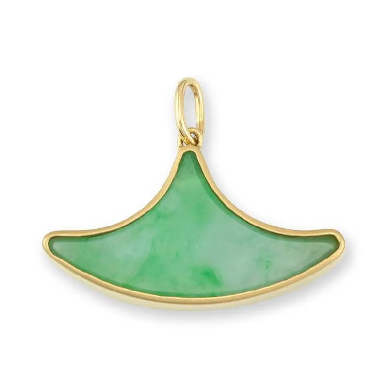 18k Yellow Gold Green Jadeite Jade Pendant