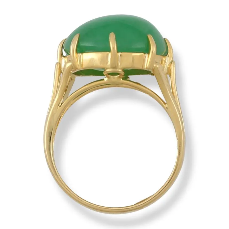 18k Yellow Gold Green Jadeite Jade Ring