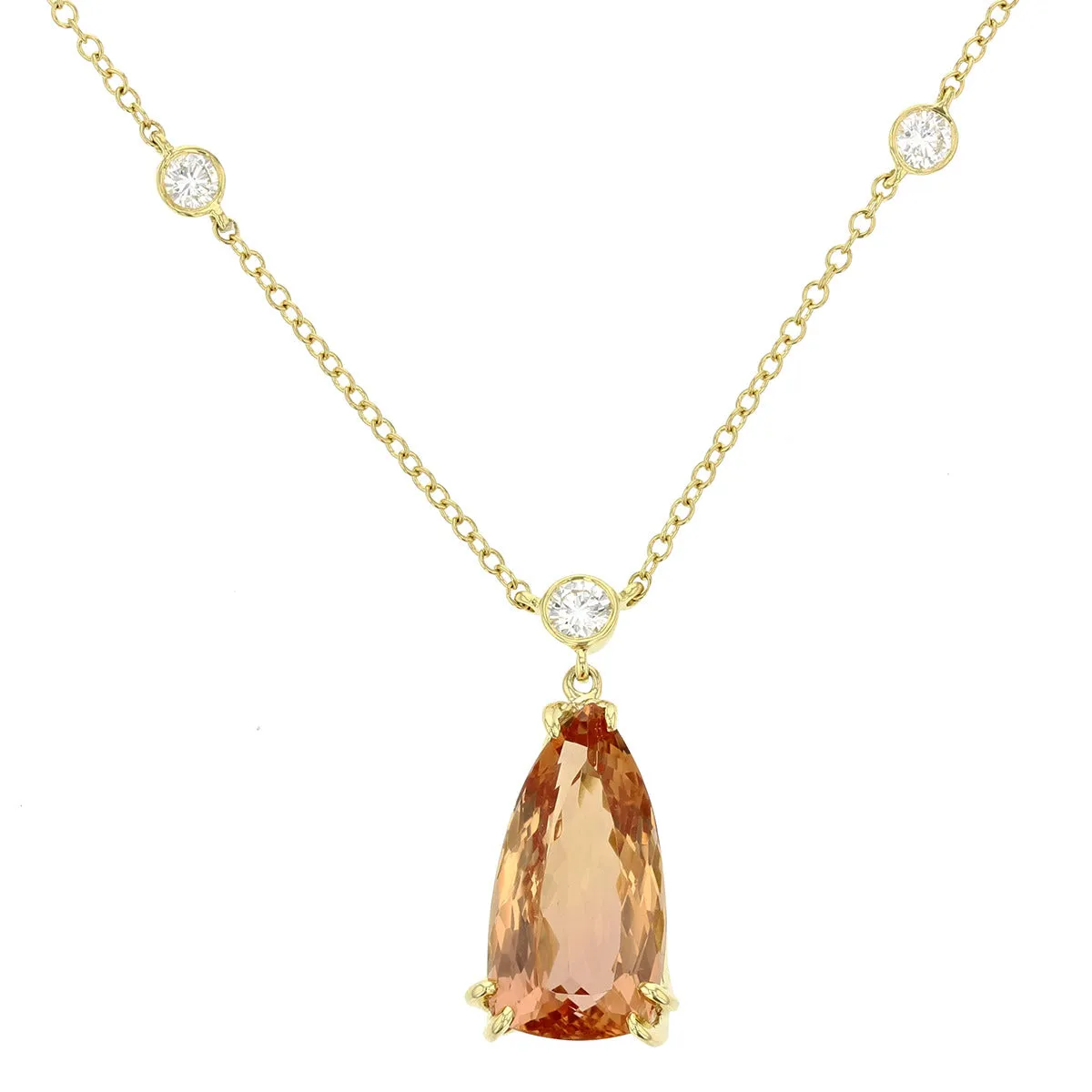 18K Yellow Gold Topaz Diamond Necklace