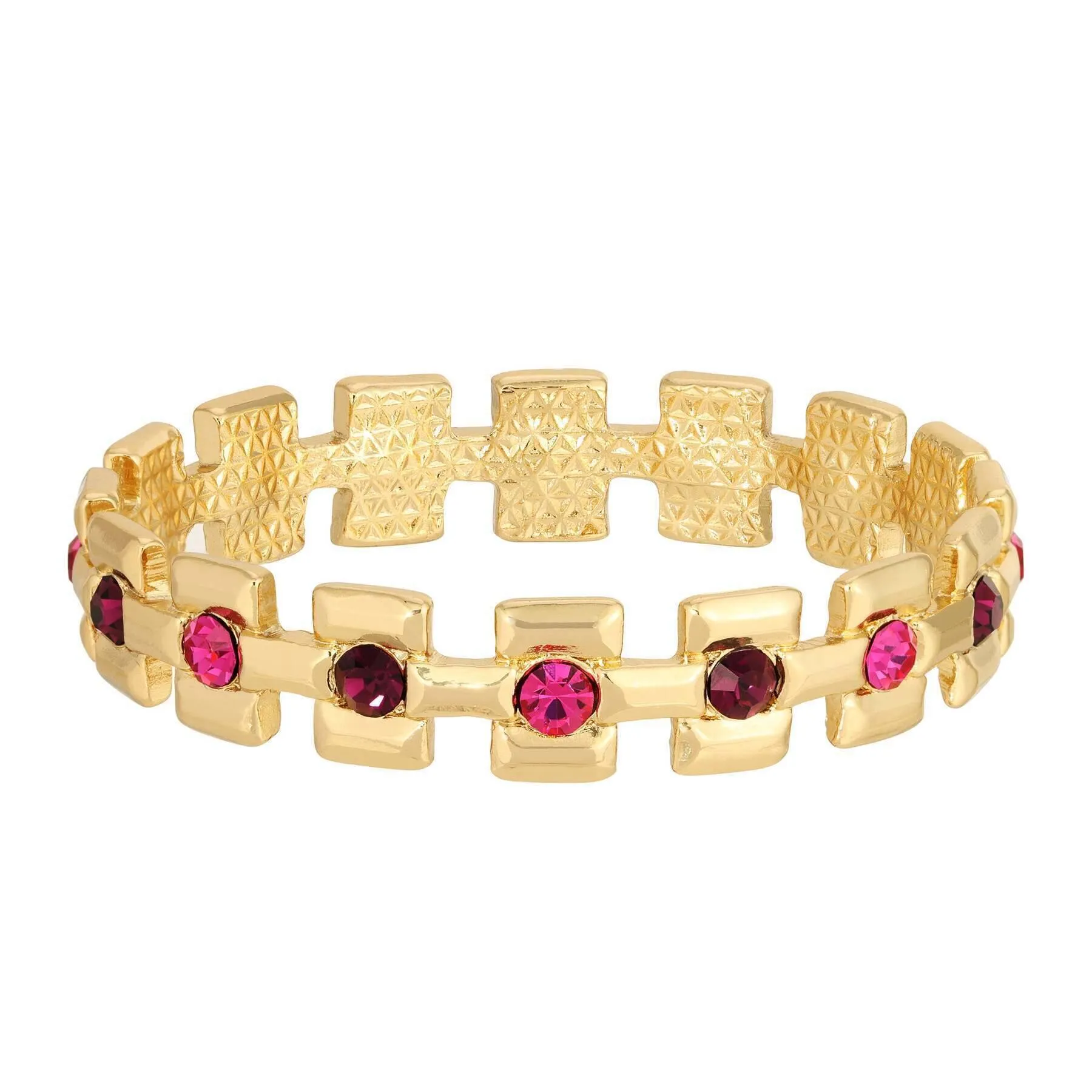 1928 Jewelry Amethyst And Fuchsia Crystal Bangle Bracelet