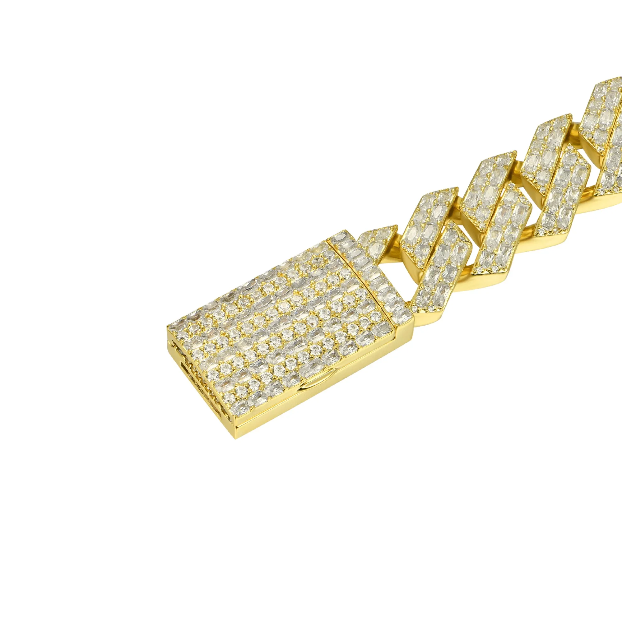 19mm Emerald Cut Prong Cuban Link Bracelet