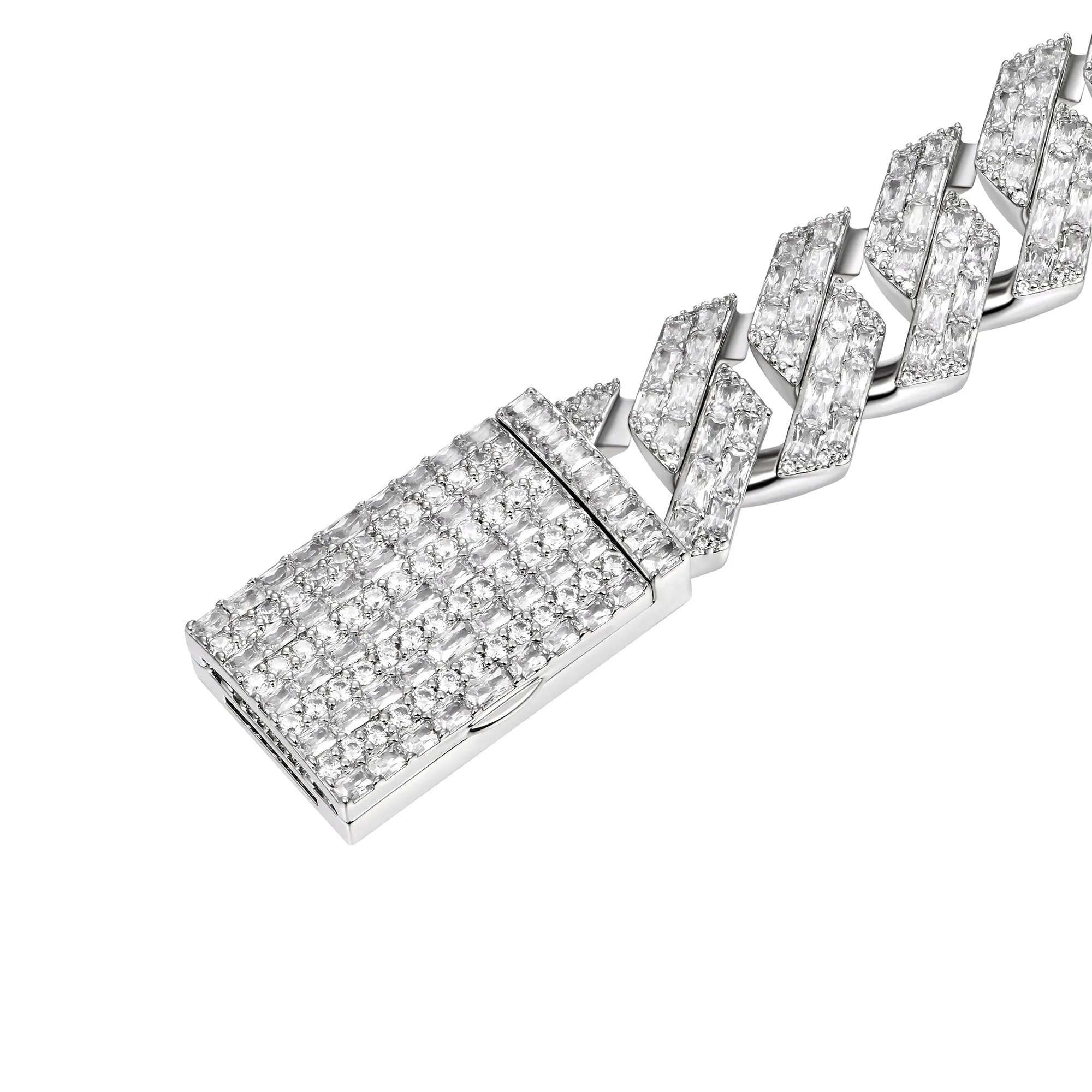 19mm Emerald Cut Prong Cuban Link Bracelet