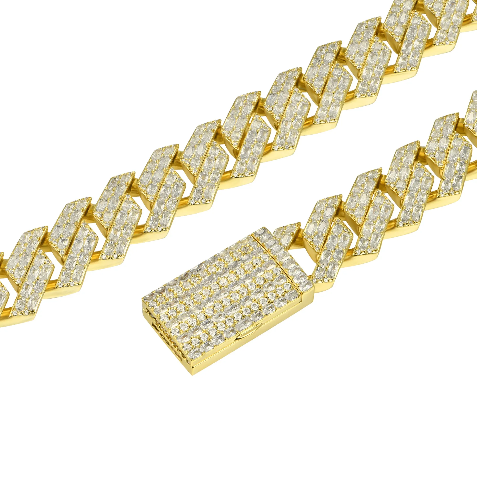 19mm Emerald Cut Prong Cuban Link Bracelet