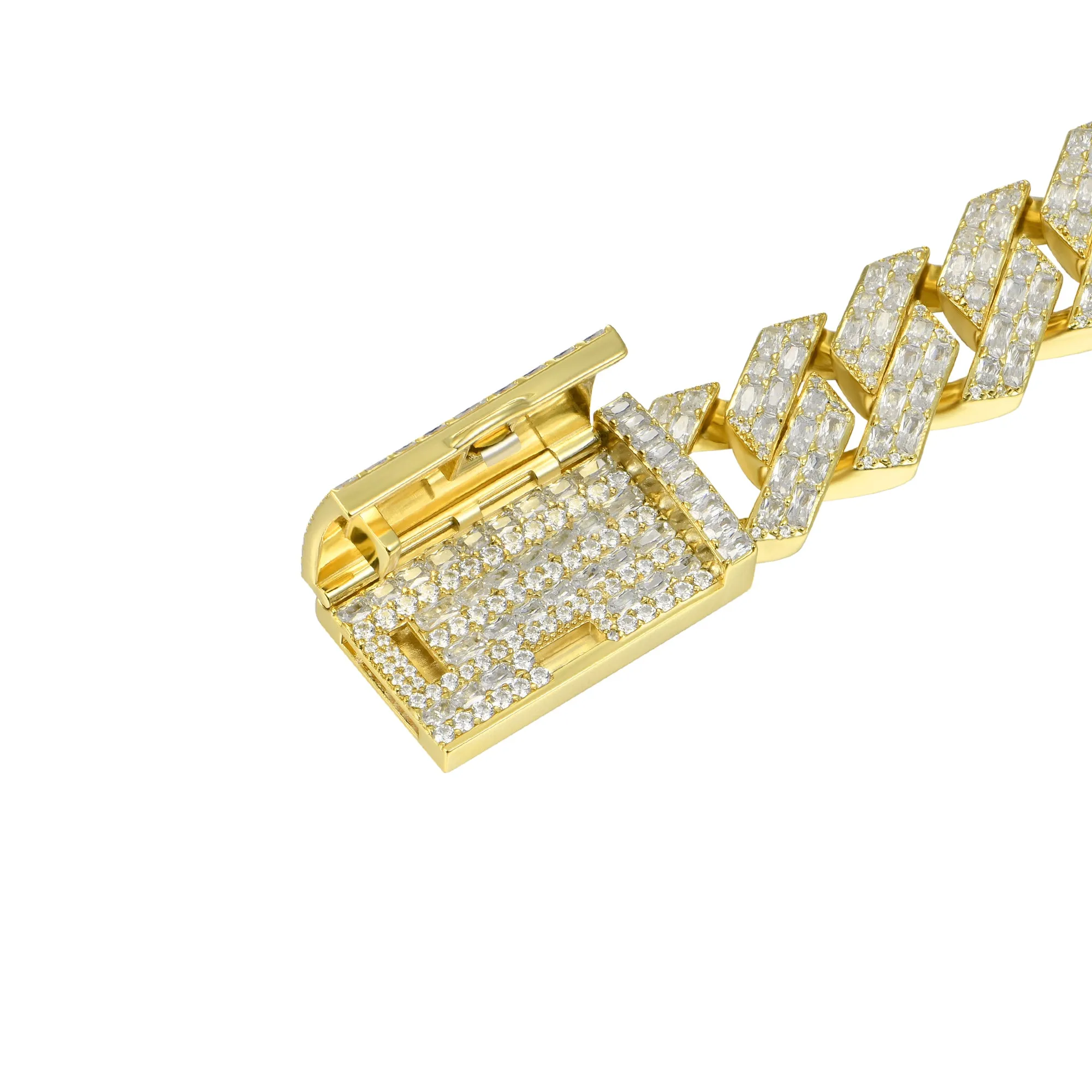 19mm Emerald Cut Prong Cuban Link Bracelet