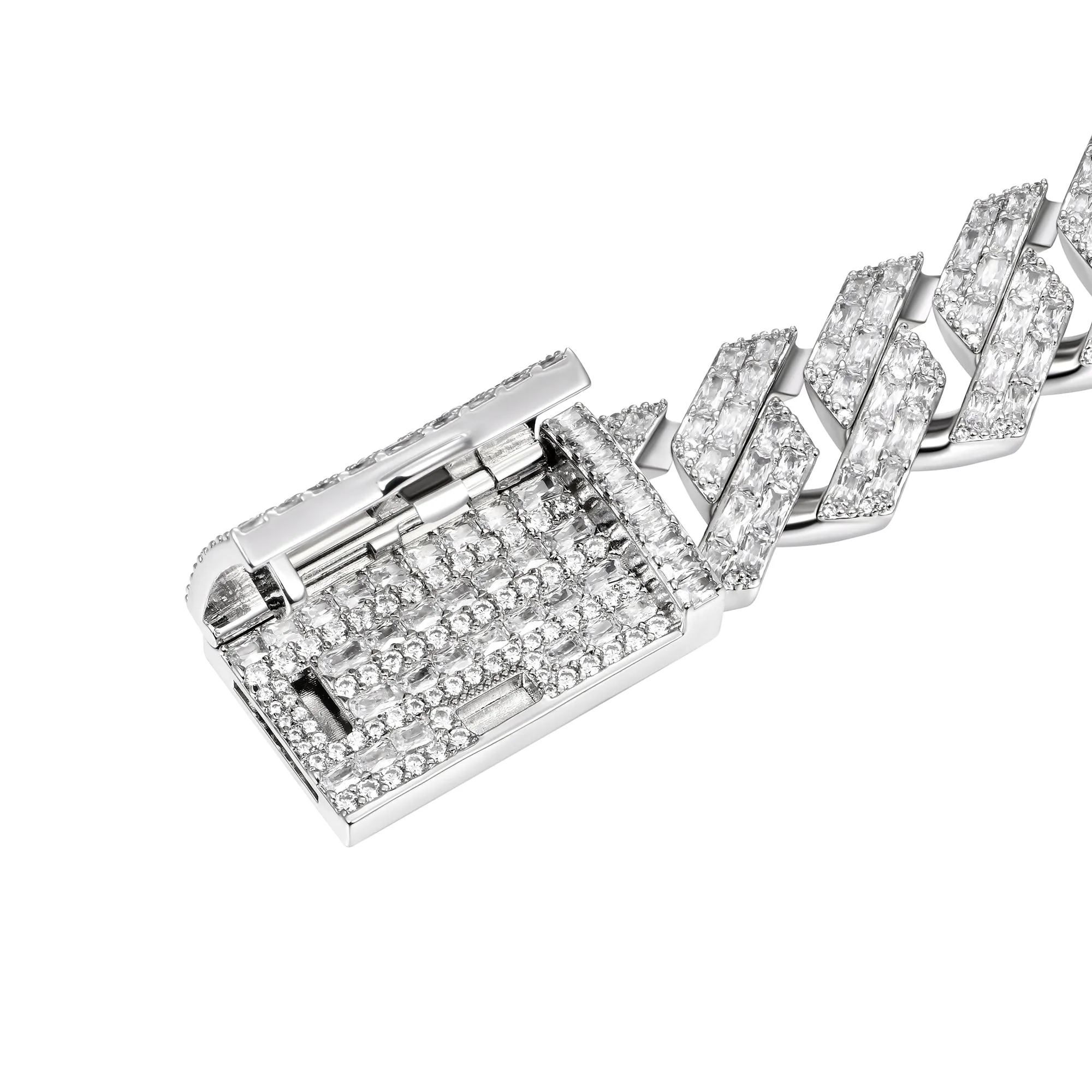 19mm Emerald Cut Prong Cuban Link Bracelet