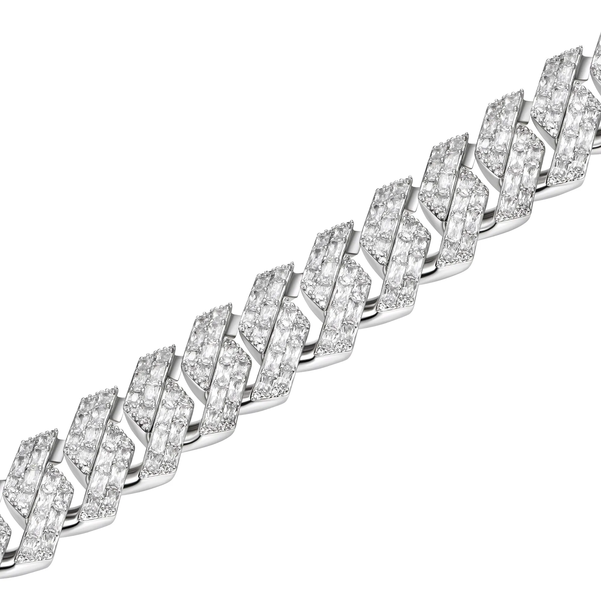 19mm Emerald Cut Prong Cuban Link Bracelet