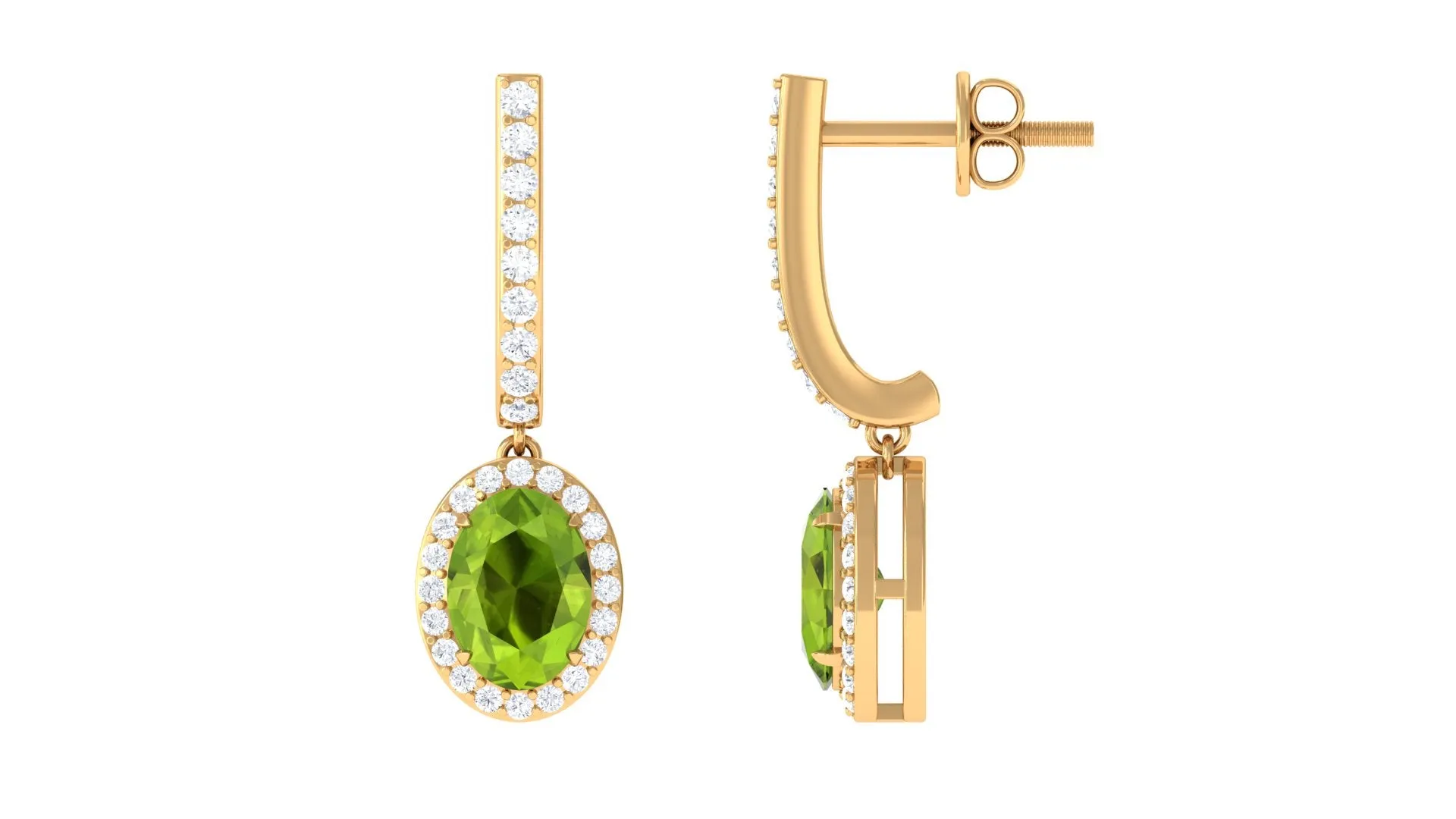 2 CT Claw Set Peridot and Moissanite Drop Hoop Earrings