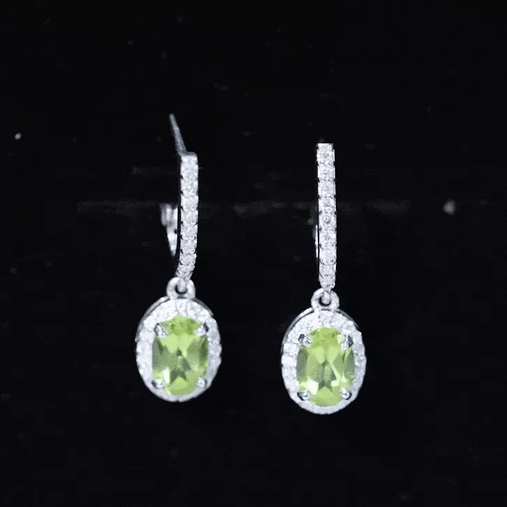 2 CT Claw Set Peridot and Moissanite Drop Hoop Earrings