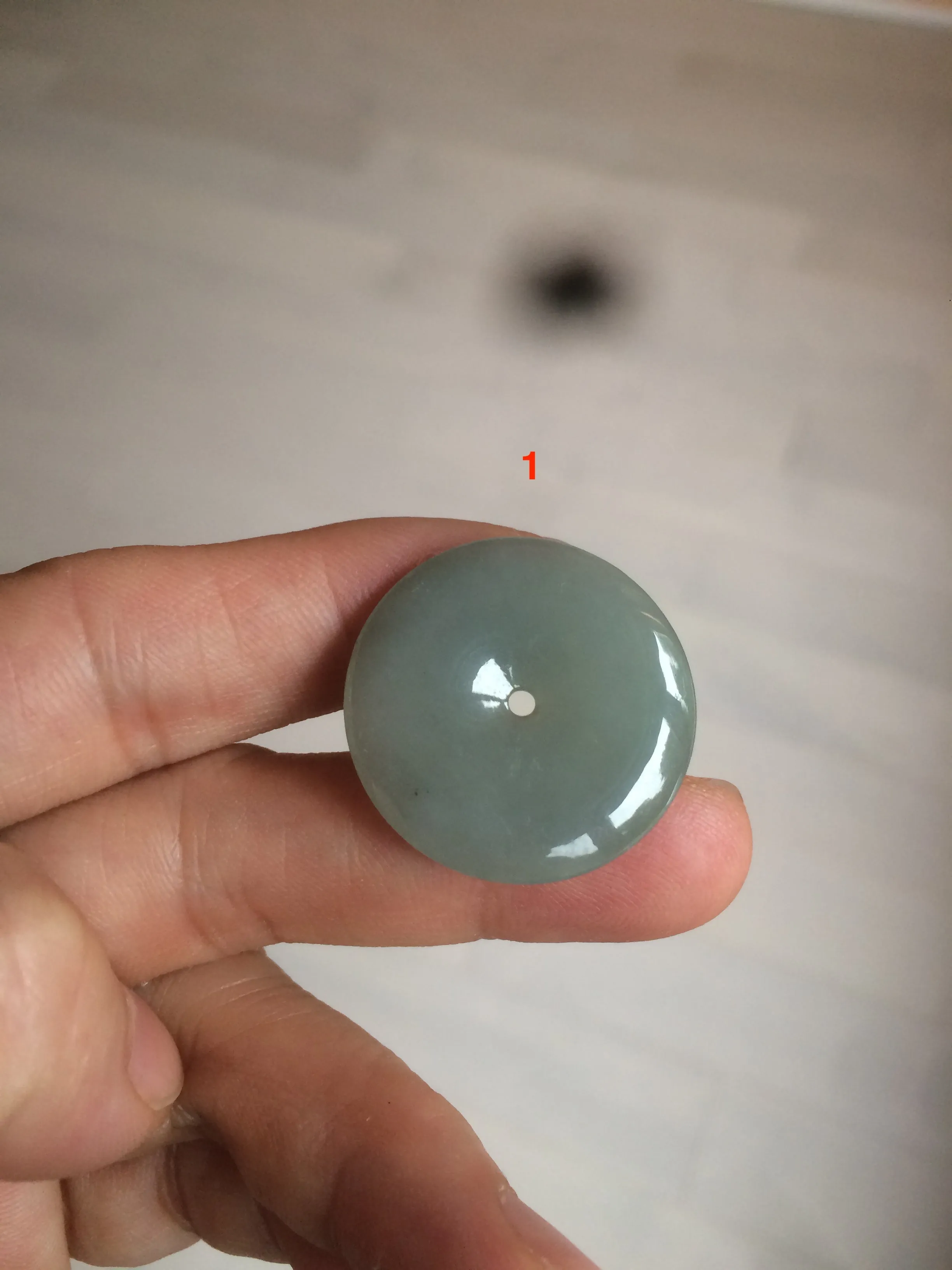 21.5-26mm certified 100% Natural icy watery oily light green/white  jadeite Jade Safety Guardian Button(donut) Pendant F126