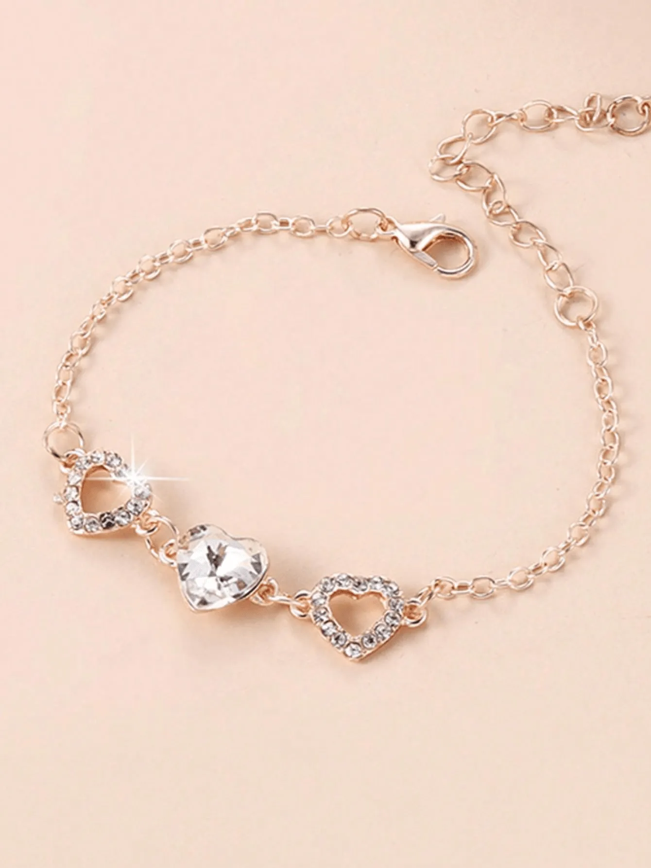 2pcs Women's Alloy & Rhinestone Inlaid Heart And Bowknot Decor Bracelet Set