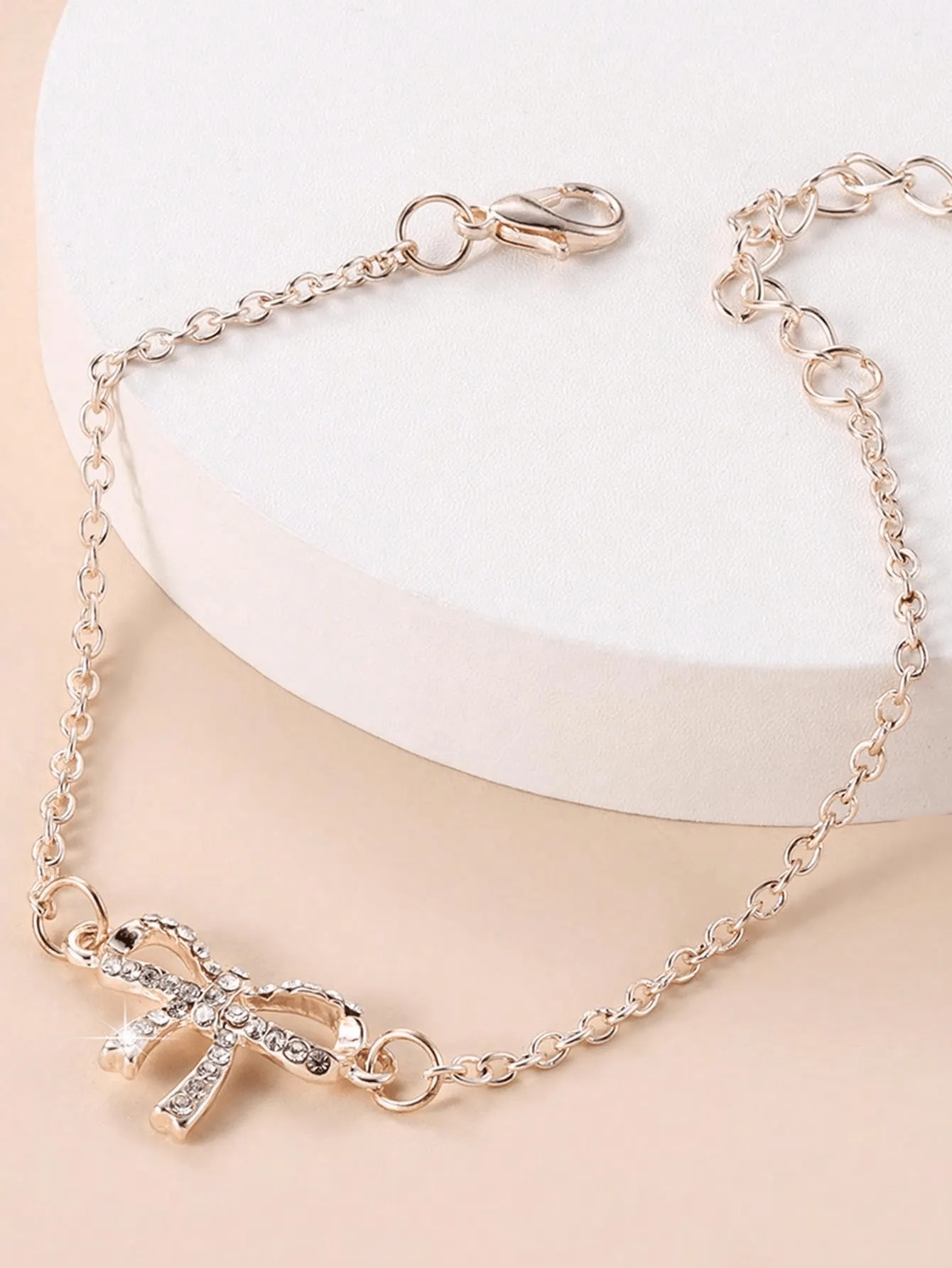 2pcs Women's Alloy & Rhinestone Inlaid Heart And Bowknot Decor Bracelet Set