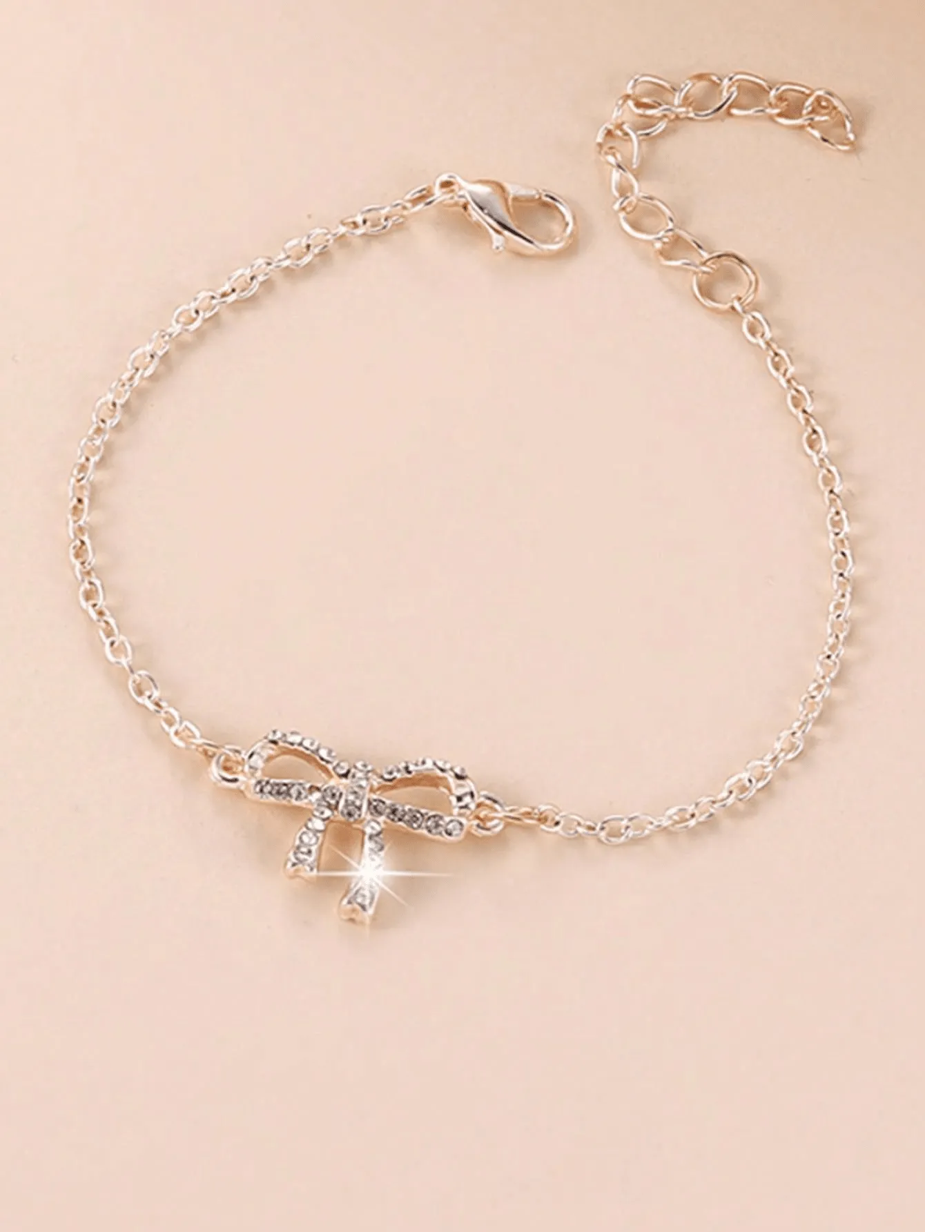 2pcs Women's Alloy & Rhinestone Inlaid Heart And Bowknot Decor Bracelet Set