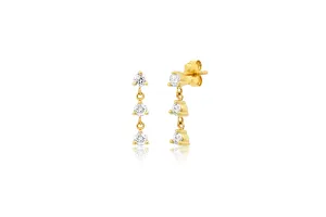 3 Diamond Dangle Stud Earrings