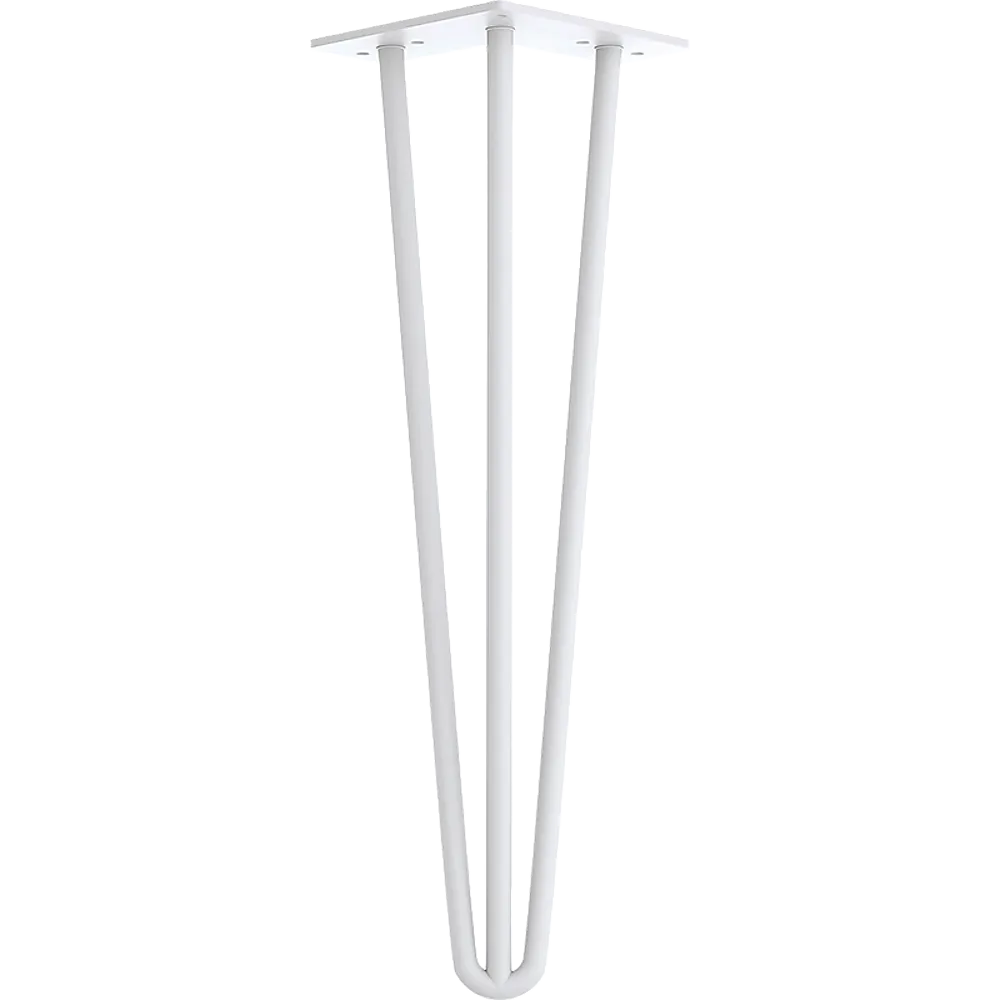 3-Rod White Steel Hairpin Table Legs, 41cm, Set of 4